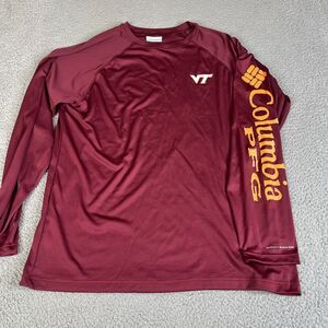 Columbia Virginia Tech Hokies Shirt Mens Large Long Sleeve PFG Omni Shade